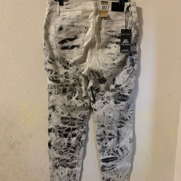 DKNY JEANS Charcoal- Ecru Tie-Dye Jeggings - Size 16W - Picture 6 of 8